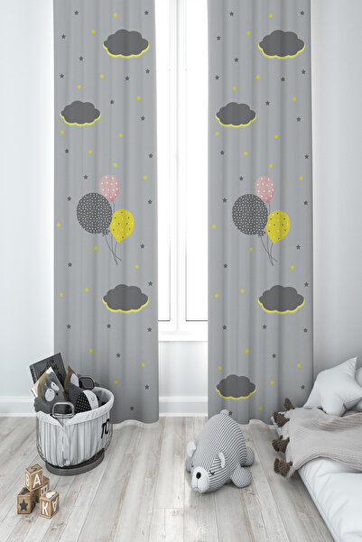 BAMBAŞKA MODA Дитяча кімната з малюнком повітряних кульок і хмарок (одностулк...