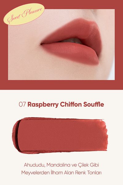 CLIO Lipstick with Soft Texture, Light Matte Appearance Clio Chiffon Mood Lip (07 Raspberry Chiffon Souffle)