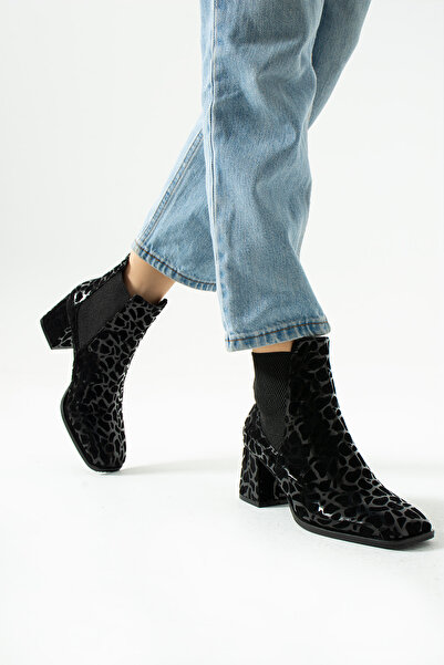 Güllü Shoes Siyah Deri Su Geçirmez Topuklu Kışlık Bot - Kadın Sıcak Tutan Konforlu Bot Modelleri