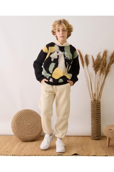 Emilakids Text Printed 3 Thread Boys' Tracksuit Set