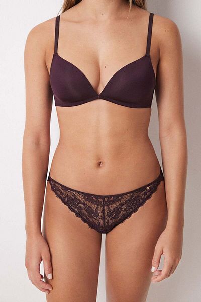 Women'secret Classic lace and microfibre garnet panty