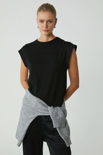 ETHIQUET Γυναικείο Lorı 100% βαμβακερό μηδέν μανίκι στρογγυλή λαιμόκοψη κανον...