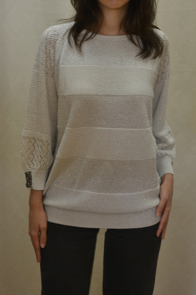 Jülyet Giyim Simli Triko Kadın Truvakar Kol Taşlı Yumuşak Örgü Merserize Büyü...