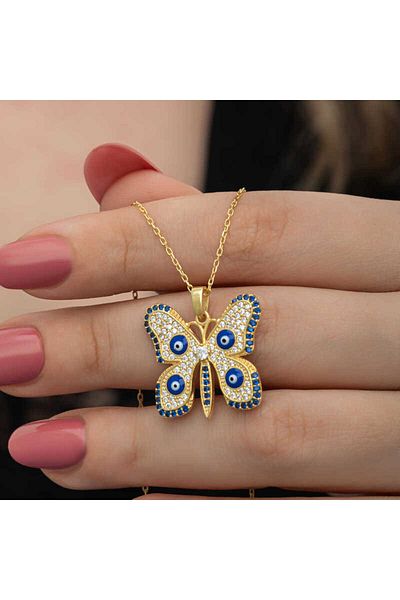 Skygo Silver Gold Evil Eye Butterfly Women's Necklace