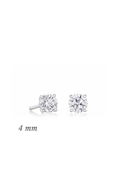 Skygo 4 mm Silver Round Zircon Earrings - Single Stone