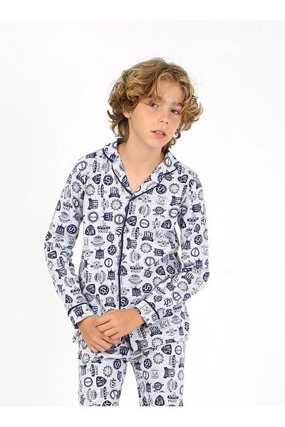 vitmo Long Sleeve Cotton Pajama Set for Boy - Arma
