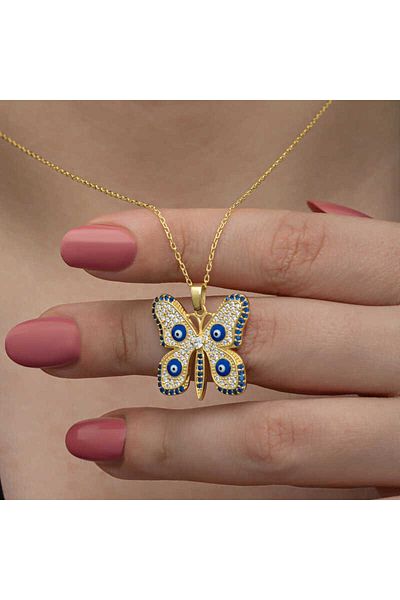 Skygo Silver Gold Evil Eye Butterfly Women's Necklace