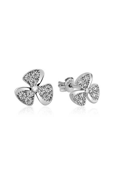 Skygo Silver Colored Flower Patterned Earrings