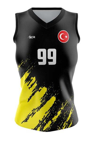 ACR Giyim Tekstil Forma Baskı Voleybol Forması Model 717 - Kişiye Özel Isim Ve Numara Yazılabilir, Dijital Baskı Tasarım Tek Üst