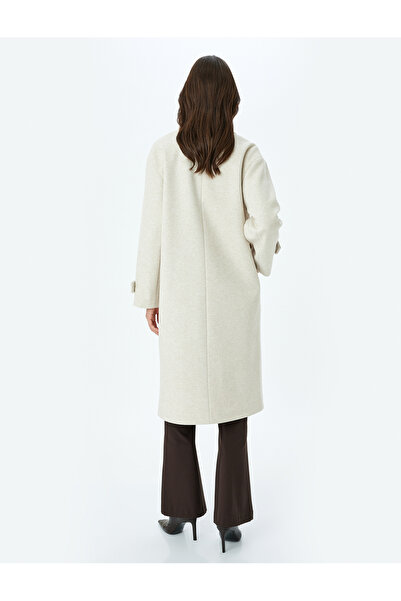 Koton Dvouřadý dlouhý oversize kašmírový kabát s knoflíky