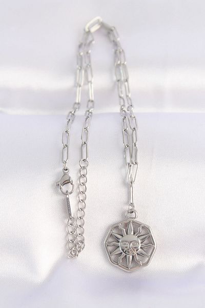 Skygo 316L Steel Chain Silver Color Sun Necklace - Tj-Bko8645
