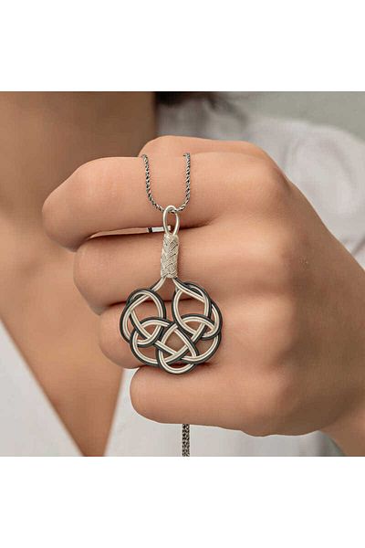 Skygo Kazaziye Knitted Patterned Silver Women's Necklace