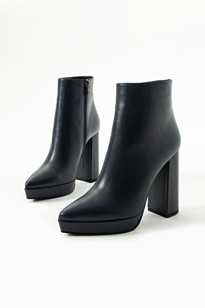 FOLLİNİ Kadın Hakiki Deri Platformlu Bot Lacivert