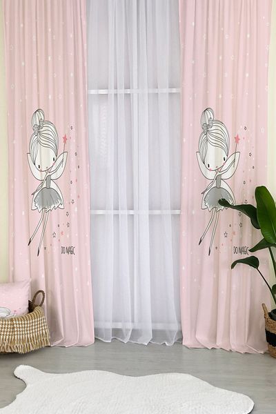 Lolla Fairy Girl Pink Background Curtain 89
