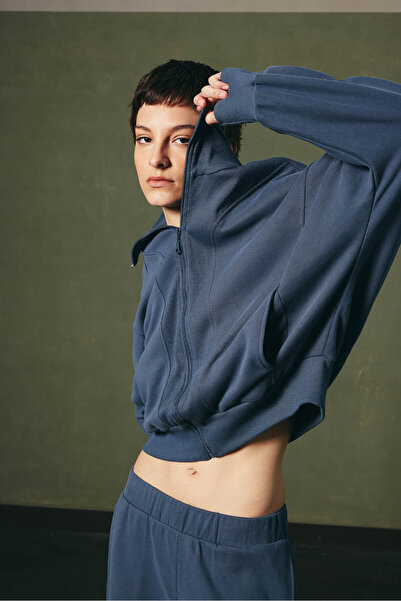 Hays Kadın Soft Dokulu Pamuklu Üç İplik Fermuarlı Sweatshirt