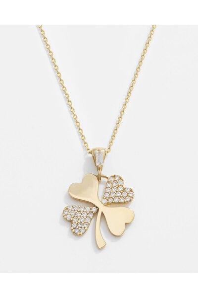 MEKS JEWELS 14 Ayar Altın Yonca Kolye