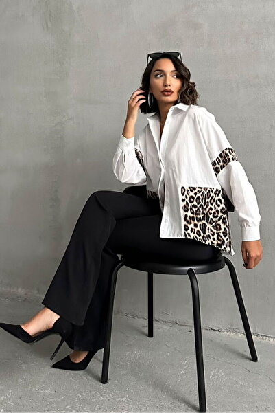 Store LEOPAR DESENLİ BEYAZ GÖMLEK