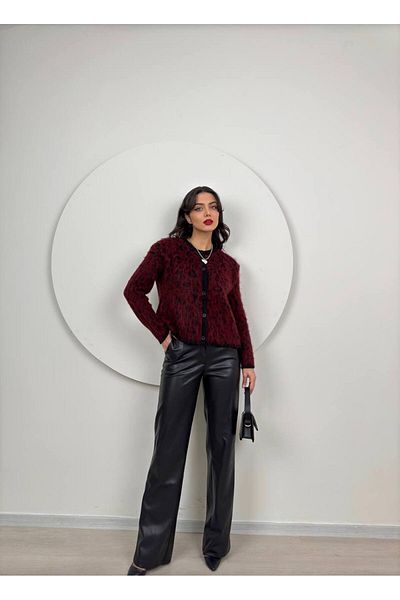 GİZONLY Women's New Season Premium Leopard Patterned Oversize Stamp Jacket