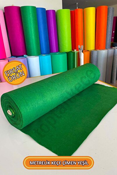 garaccu Metrelik Ince Yumuşak Keçe Kumaş 1 Mm Çimen Yeşili - 1 Metre (100X100...