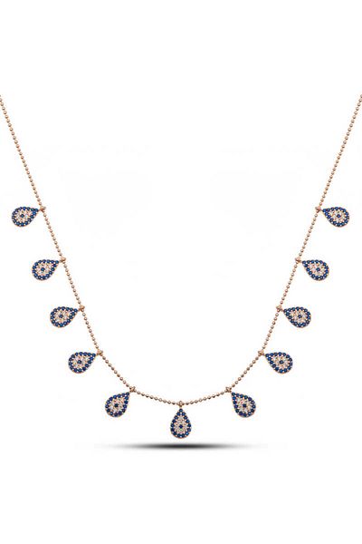 Skygo Drop Evil Eye Silver Rose Luck Women's Necklace