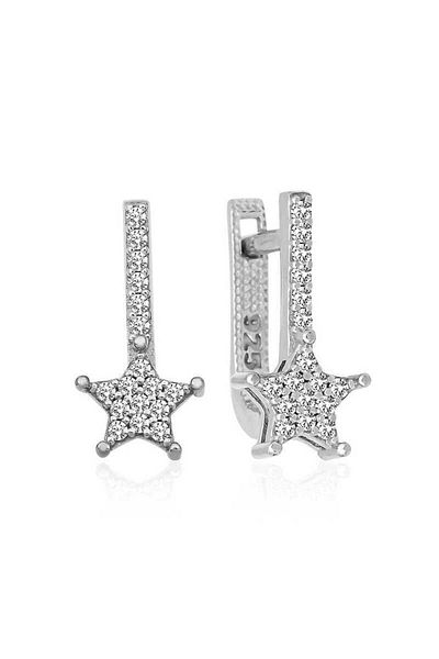 Skygo Silver Dangle Star Stone Earrings