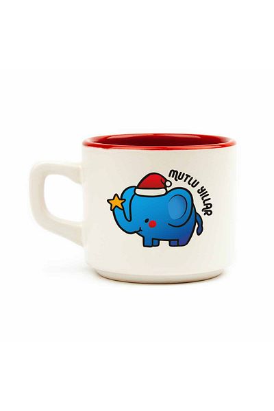 PALTO TASARIM Happy Birthday Auspicious Elephant White Venus Mug No:8-Christmas Themed Mug