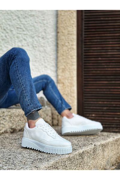 BOA BA0802 BOA Pantofi casual pentru bărbați cu talpă înaltă albă
