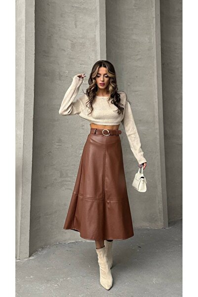 TOPSHOW Fusta de bază din piele artificială cu centură
