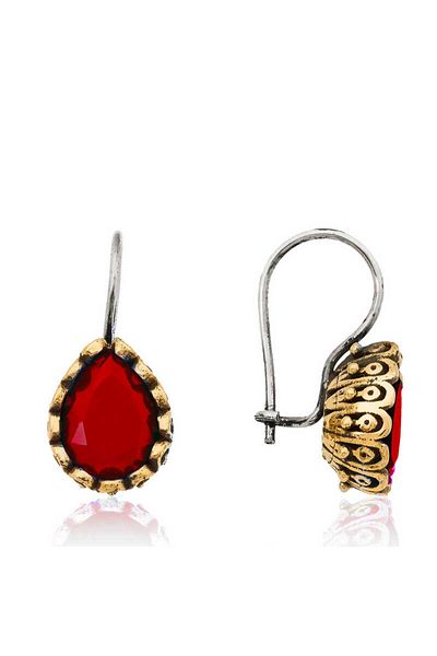 Skygo Red Silver Drop Authentic Women's Earrings