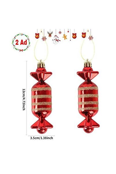 Parti Dükkanım Crveni zlatni bombon Sa šljokicama ukras za božićno drvo 12 cm...