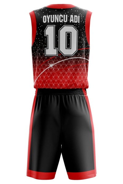 ACR Giyim Tekstil Forma Baskı Basketbol Forması Kırmızı & Siyah Model B2402 - Kişiye Özel İsim ve Numara Yazılabilir Dijital Baskı