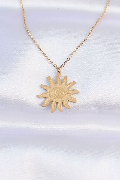 Skygo 316L Steel Chain Gold Color Eye Sun Design Necklace - Tj-Bko8734