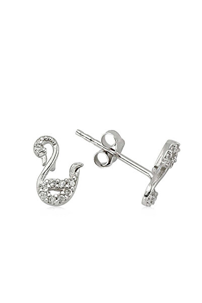 Skygo 925 Ayar Gümüş Kuğu Çivili Küpe