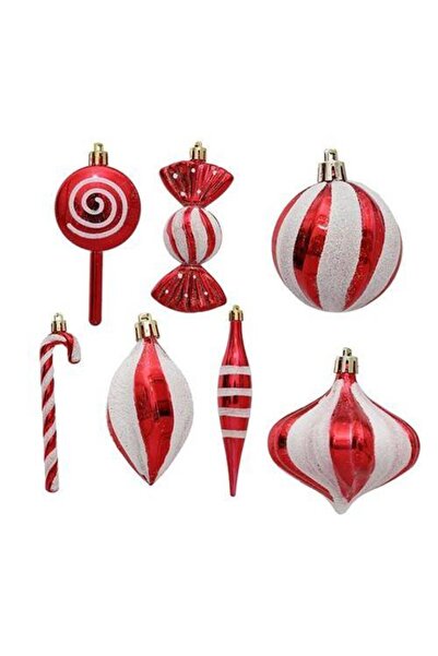 Parti Dükkanım Комплект за украса за коледна елха с блясък и райета от 14 час...