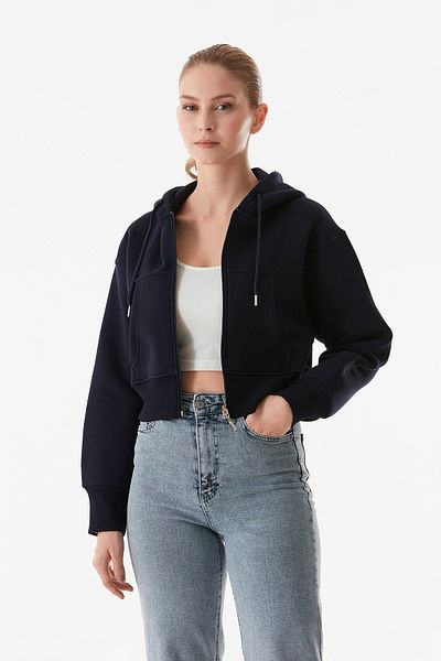 Fulla Moda Основен кратък суичър с качулка от 3 прежди