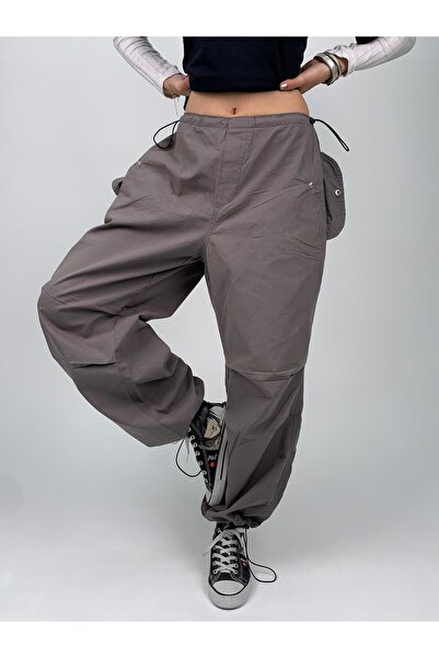 KOTOLOG Y2K Array Pleated Cover Pocket Loose Wide Leg Elastic Waist Elastic Baggy Pants