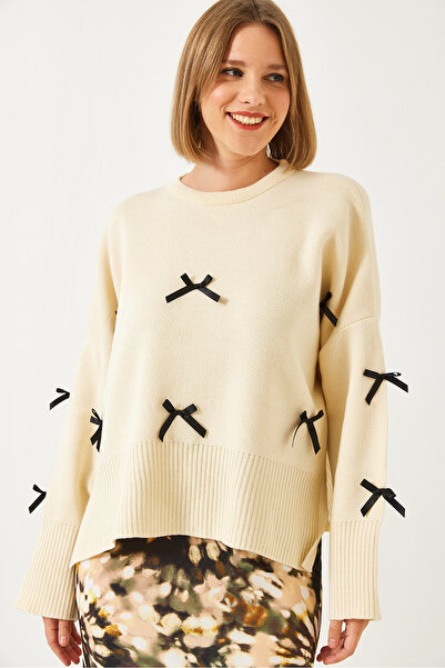 Bianco Lucci Women's Bow Detailed Knitwear Sweater 60261085