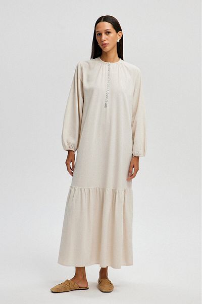 Touché Privé KLEID MIT LEINENSTRUKTUR UND FLACHEM ROCK