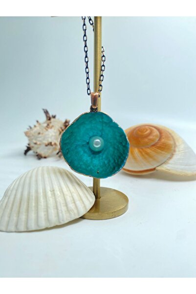 Dükkan Leyla Deniz Temalı, İstiridye ve İncili Kolye, Bronz Kasa ve Zincir, R...