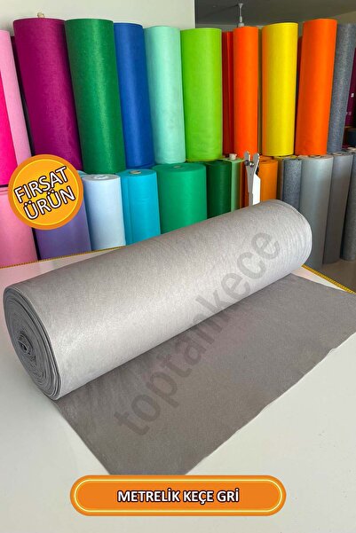 garaccu Metrelik İnce Yumuşak Keçe Kumaş 1 mm Gri - 1 Metre (100 cm x 100 cm)