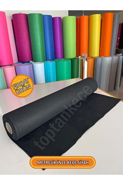 garaccu Țesătură subțire de pâslă moale, 1 mm, neagră - 1 metru (100 cm x 100...
