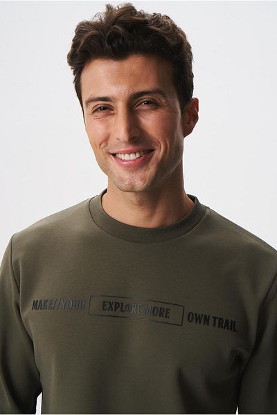Arma Ανδρικό φούτερ Khaki Slim Fit αδιάβροχο ύφασμα κατάδυσης Interlock Crew Neck K 28124988801