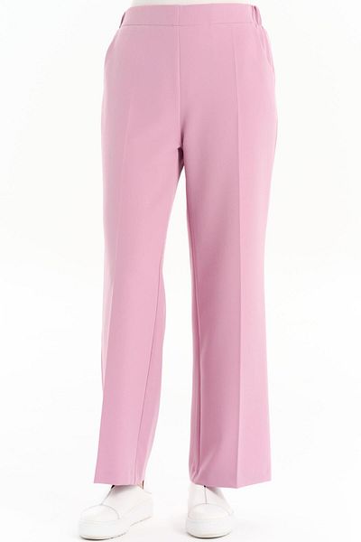 Tuğba Powder Color Culotte Trousers with Elastic Waist