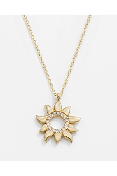 MEKS JEWELS 14 Ayar Altın Ay Çiçeği Kolye