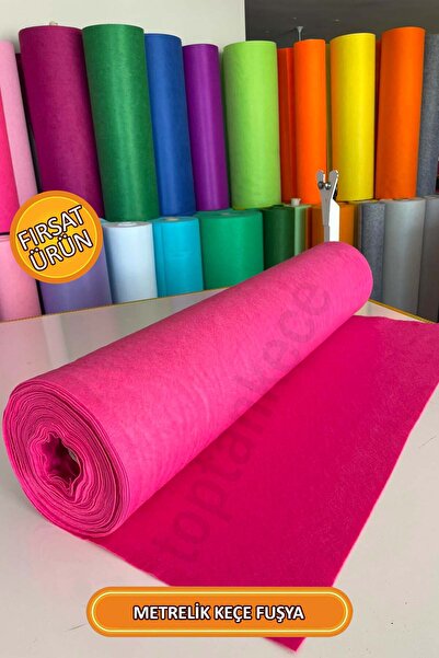 garaccu Metrelik Ince Yumuşak Keçe Kumaş 1 Mm Fuşya - 1 Metre (100X100 CM), F...