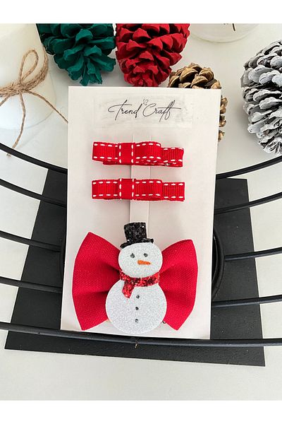 Trend Toka Red Bow New Year's New Year's Special Designed Snowman 3-Piece Buckle Set