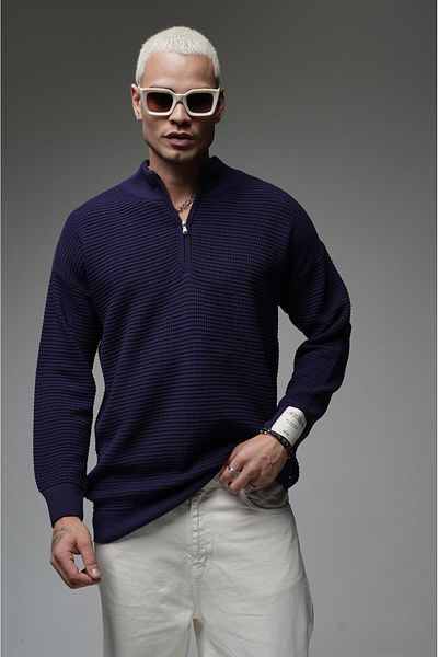 Butik ТРЕНД WE Пуловер с половин цип и яка Oversize