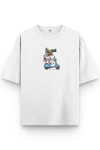 Overoz Μπλουζάκι Vespa Motor Snoopy με στάμπα Semi Oversize 1145