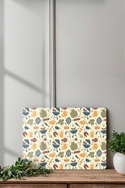 BBQ Patterned | Tempered Glass Cutting Board - Glass Cutting Board 30*40 Cm