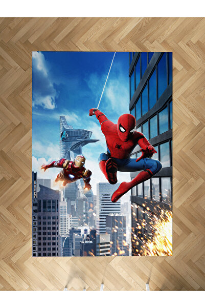 Genel Markalar BEBEK VE ÇOCUK ODASI Iron Man ve Spider Man Desenli Halı BÇH-8362